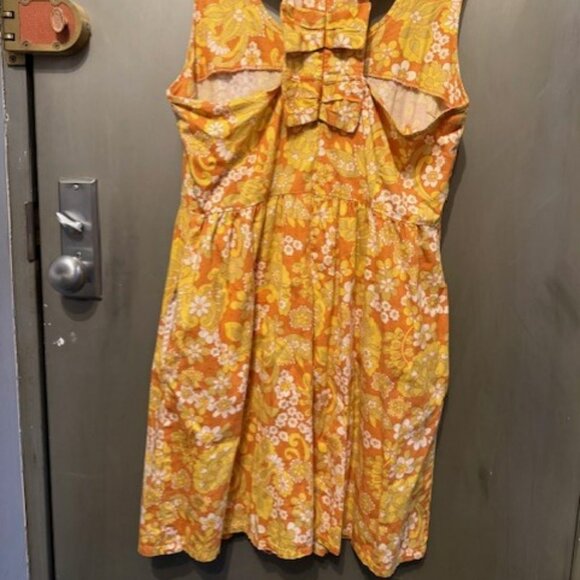 Retro Vintage Racerback (with Mini Bows) Mod Floral late 60s/ 70s Mini Dress - Picture 12 of 16